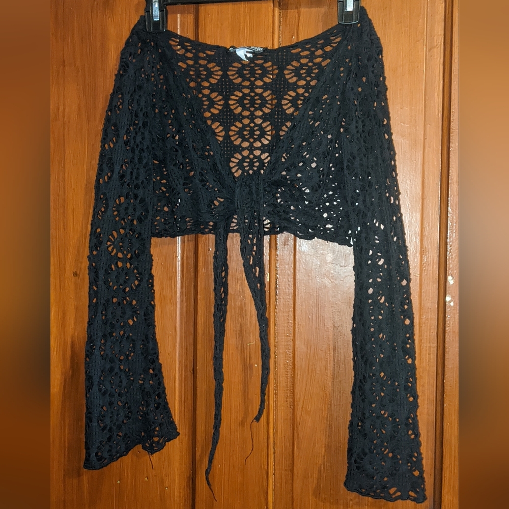 Street Code Open Knit Crop Wrap Cardigan USA